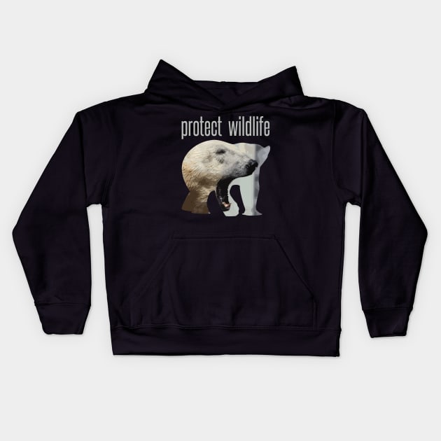 protect wildlife - polar bear design Kids Hoodie by Protect friends